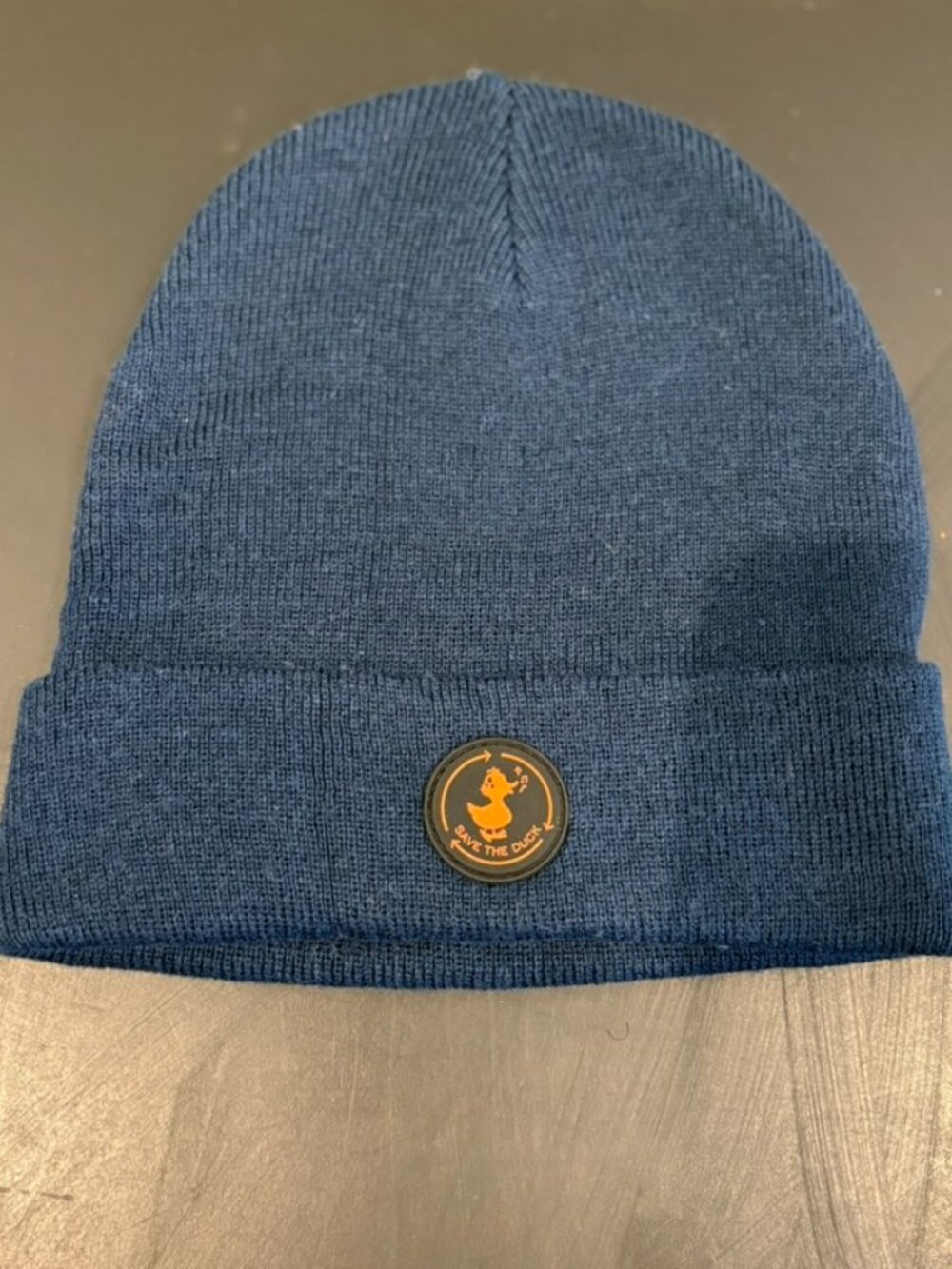 Save the Duck Marine Blue Beanie Hat One Size Cuffed Stretch